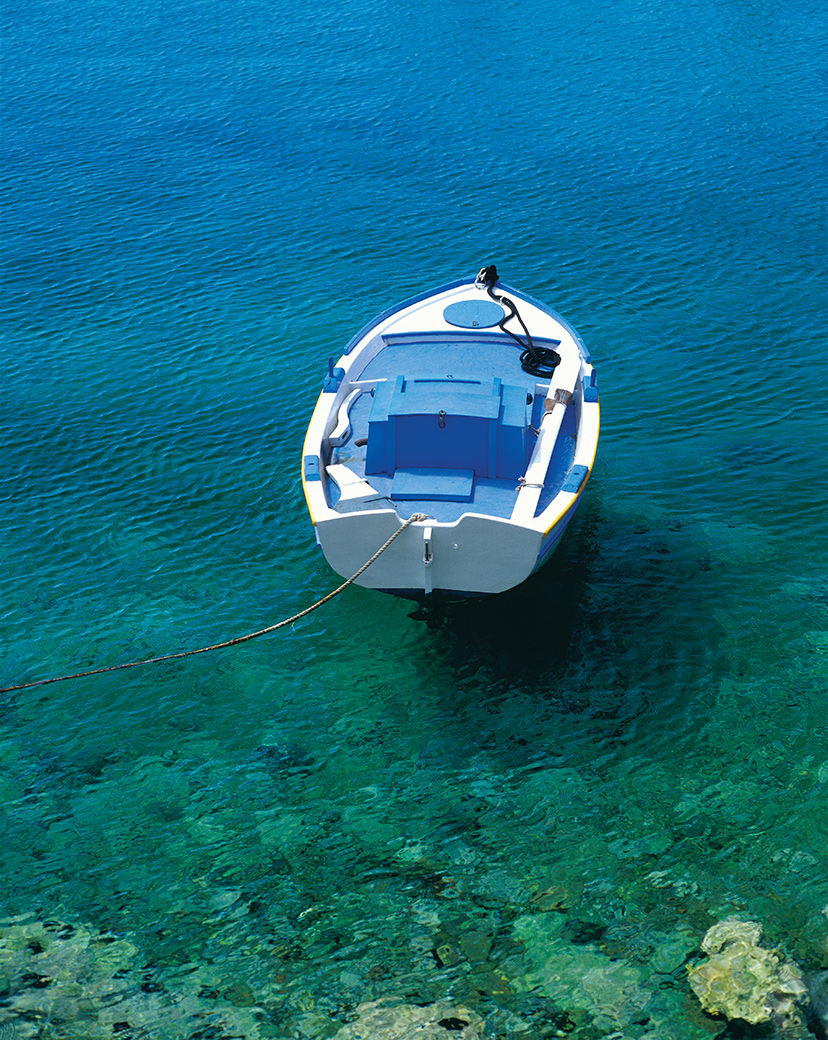 Blue and White Boat